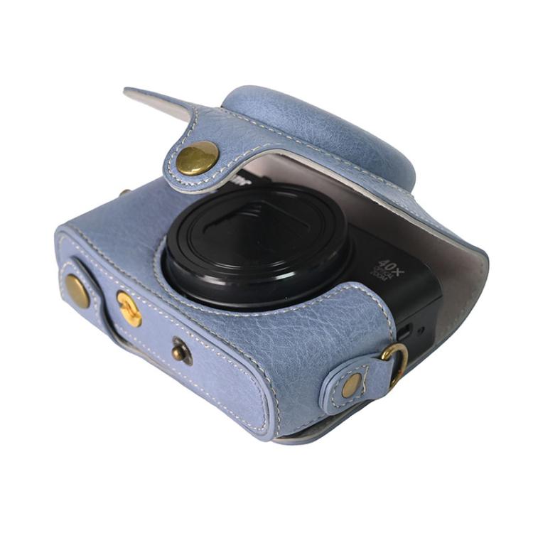 For Canon PowerShot SX740 HS Retro Litchi Texture Leather Full Body Camera Case Bag with Strap(Blue) by bashfashion