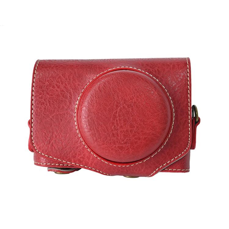 For Canon PowerShot SX740 HS Retro Litchi Texture Leather Full Body Camera Case Bag with Strap(Red) by bashfashion