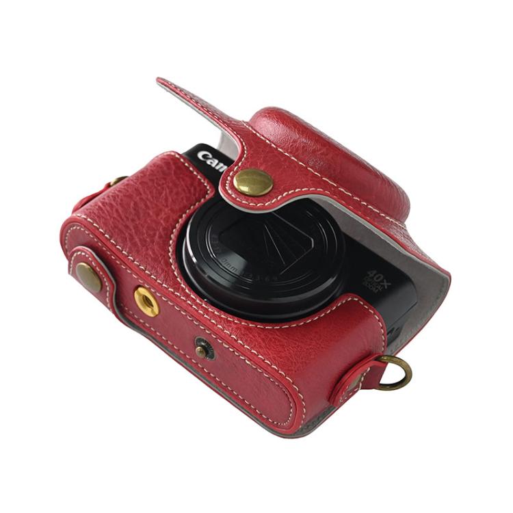 For Canon PowerShot SX740 HS Retro Litchi Texture Leather Full Body Camera Case Bag with Strap(Red) by bashfashion
