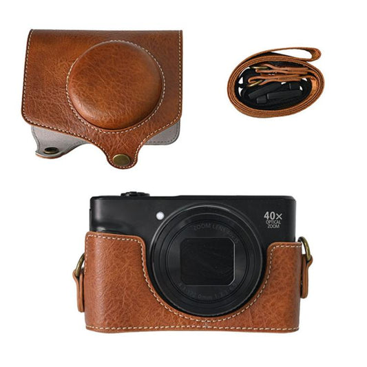 For Canon PowerShot SX740 HS Retro Litchi Texture Leather Full Body Camera Case Bag with Strap(Coffee) by bashfashion