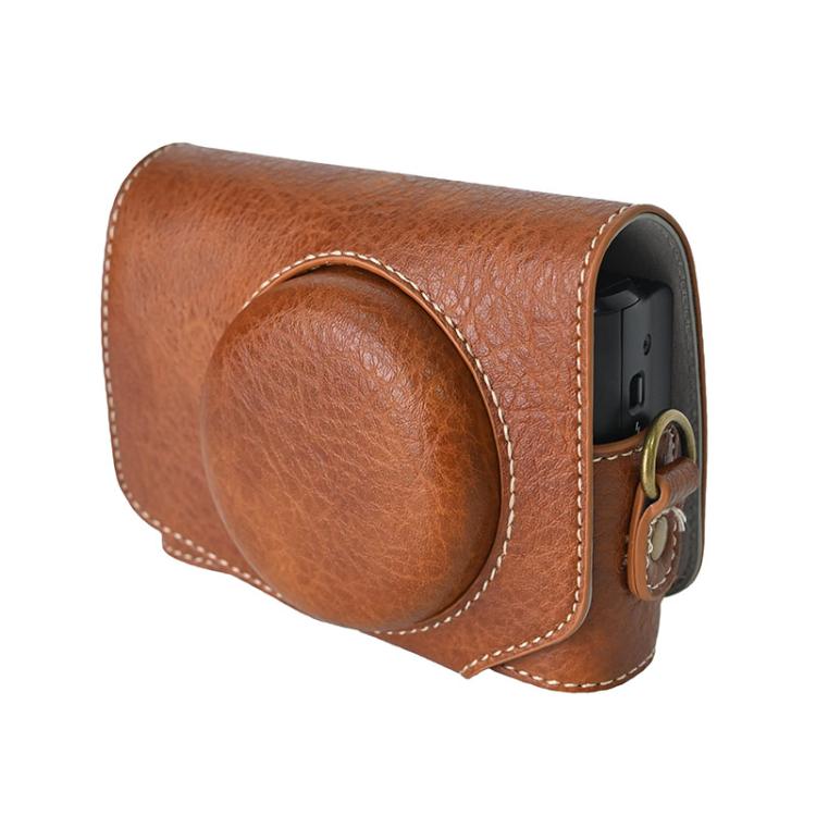 For Canon PowerShot SX740 HS Retro Litchi Texture Leather Full Body Camera Case Bag with Strap(Coffee) by bashfashion