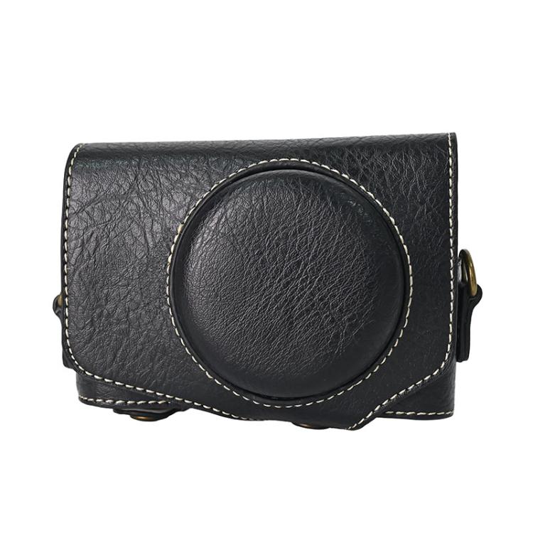 For Canon PowerShot SX740 HS Retro Litchi Texture Leather Full Body Camera Case Bag with Strap(Black) by bashfashion