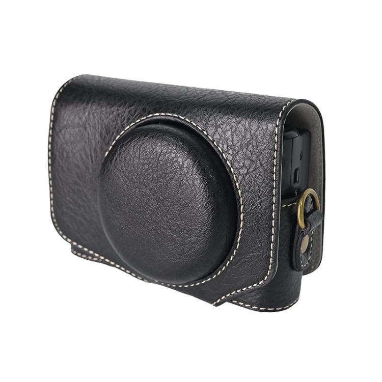 For Canon PowerShot SX740 HS Retro Litchi Texture Leather Full Body Camera Case Bag with Strap(Black) by bashfashion