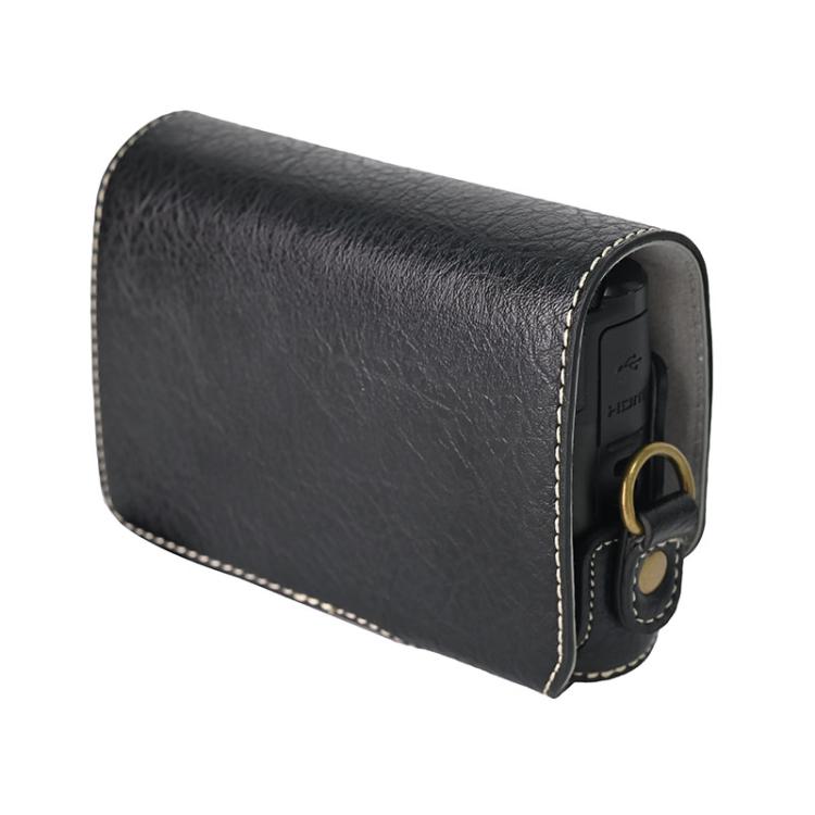 For Canon PowerShot SX740 HS Retro Litchi Texture Leather Full Body Camera Case Bag with Strap(Black) by bashfashion