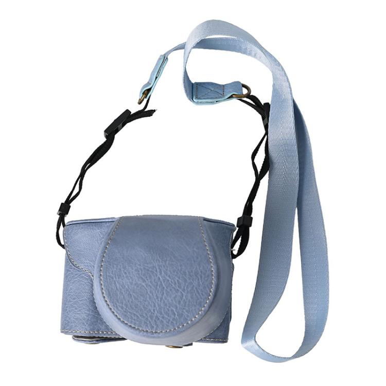 For FUJIFILM X-M5 Retro Litchi Texture Leather Full Body Camera Case Bag with Strap(Blue) by bashfashion