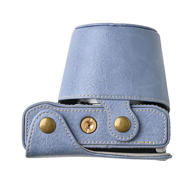 For FUJIFILM X-M5 Retro Litchi Texture Leather Full Body Camera Case Bag with Strap(Blue) by bashfashion