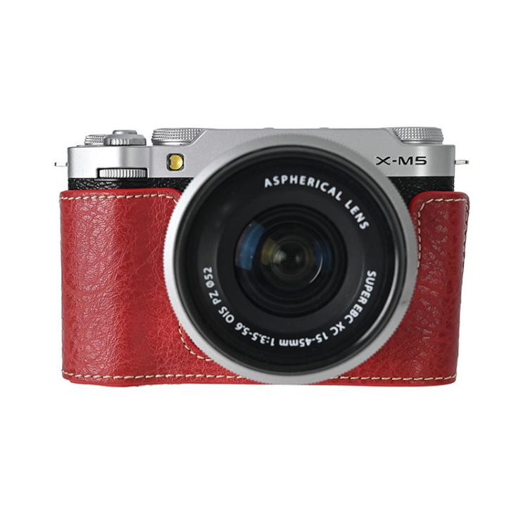 For FUJIFILM X-M5 Retro Litchi Texture Leather Full Body Camera Case Bag with Strap(Red) by bashfashion
