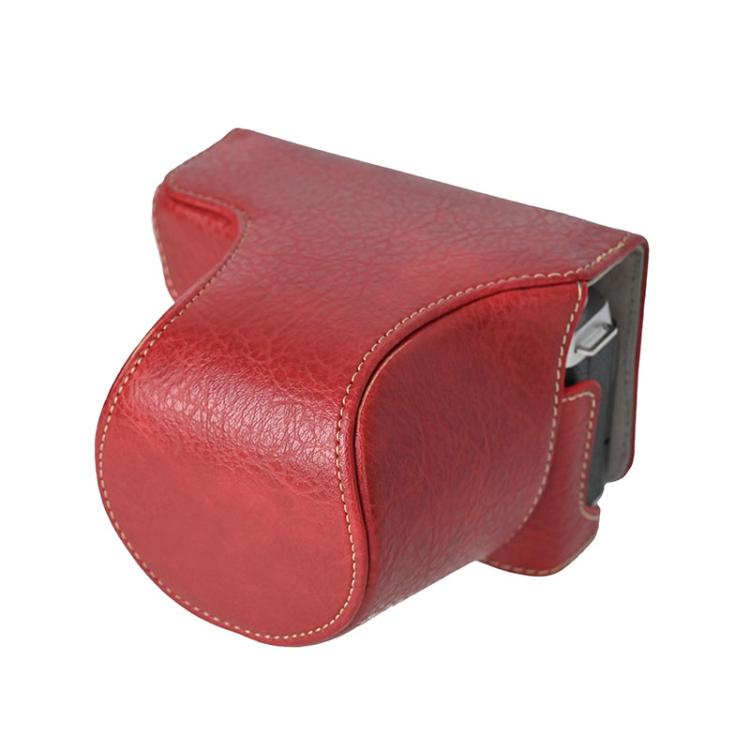 For FUJIFILM X-M5 Retro Litchi Texture Leather Full Body Camera Case Bag with Strap(Red) by bashfashion