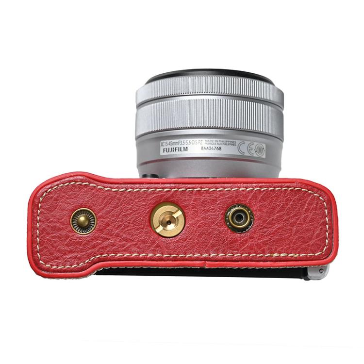 For FUJIFILM X-M5 Retro Litchi Texture Leather Full Body Camera Case Bag with Strap(Red) by bashfashion