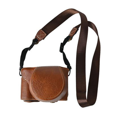For FUJIFILM X-M5 Retro Litchi Texture Leather Full Body Camera Case Bag with Strap(Coffee) by bashfashion