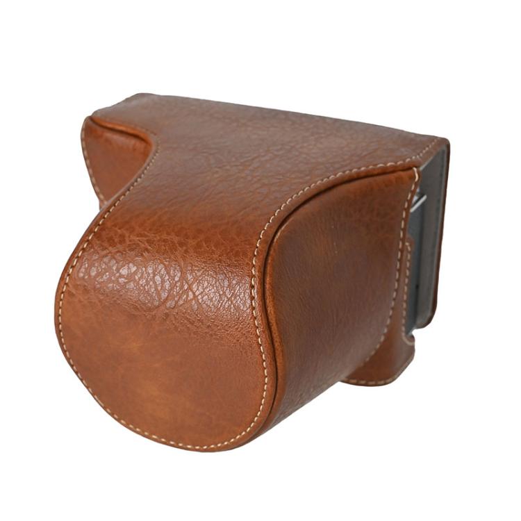For FUJIFILM X-M5 Retro Litchi Texture Leather Full Body Camera Case Bag with Strap(Coffee) by bashfashion