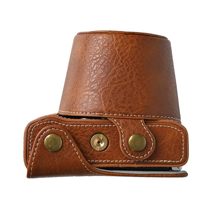 For FUJIFILM X-M5 Retro Litchi Texture Leather Full Body Camera Case Bag with Strap(Coffee) by bashfashion