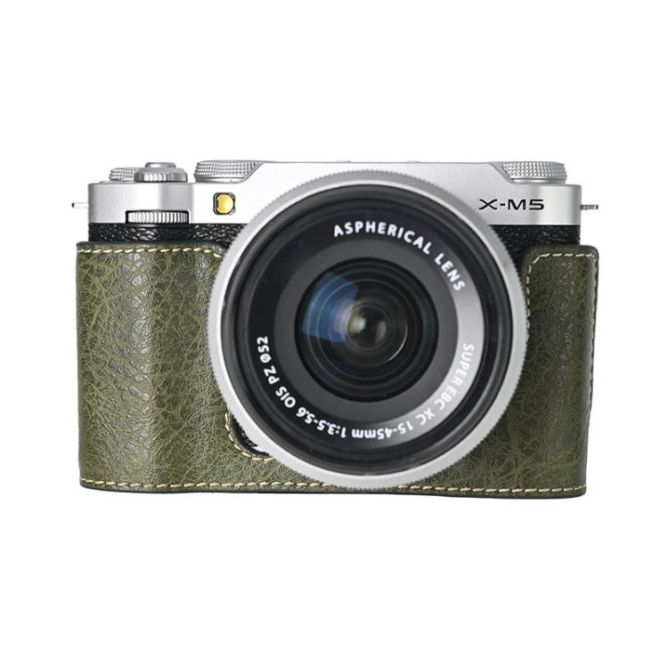For FUJIFILM X-M5 Retro Litchi Texture Leather Full Body Camera Case Bag with Strap(Green) by bashfashion