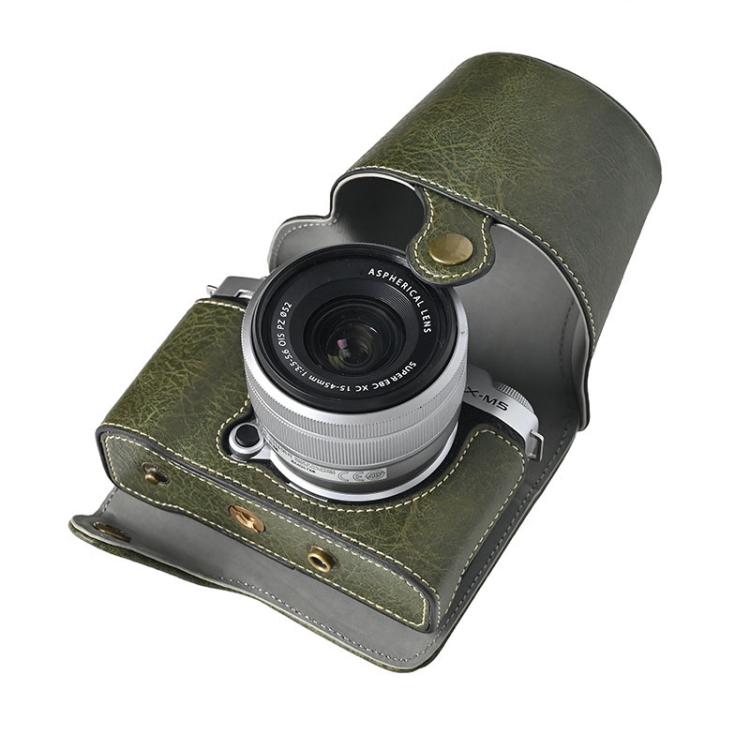 For FUJIFILM X-M5 Retro Litchi Texture Leather Full Body Camera Case Bag with Strap(Green) by bashfashion