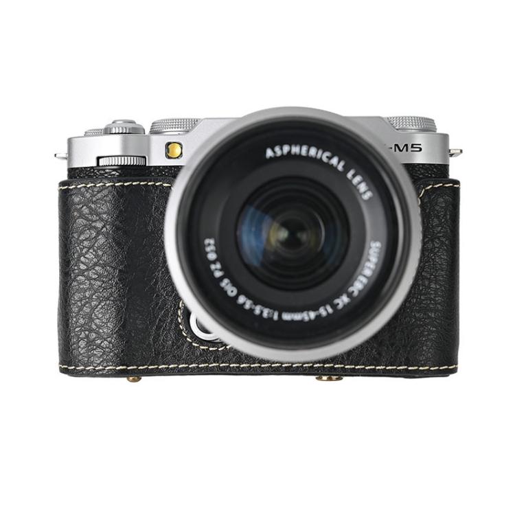 For FUJIFILM X-M5 Retro Litchi Texture Leather Full Body Camera Case Bag with Strap(Black) by bashfashion