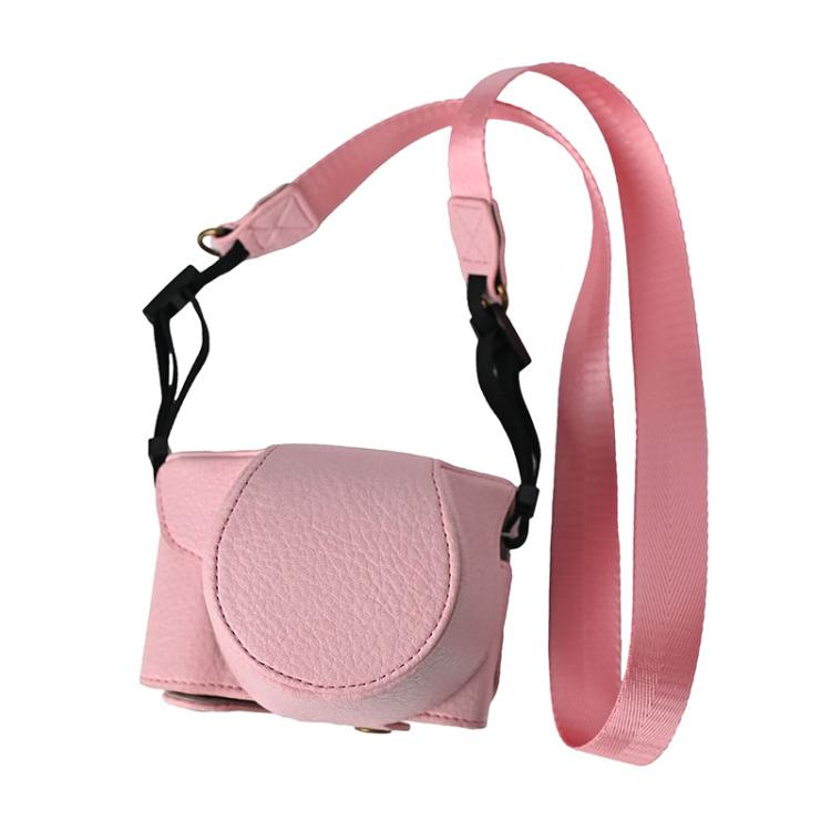 For FUJIFILM X-M5 Retro Litchi Texture Leather Full Body Camera Case Bag with Strap(Pink) by bashfashion