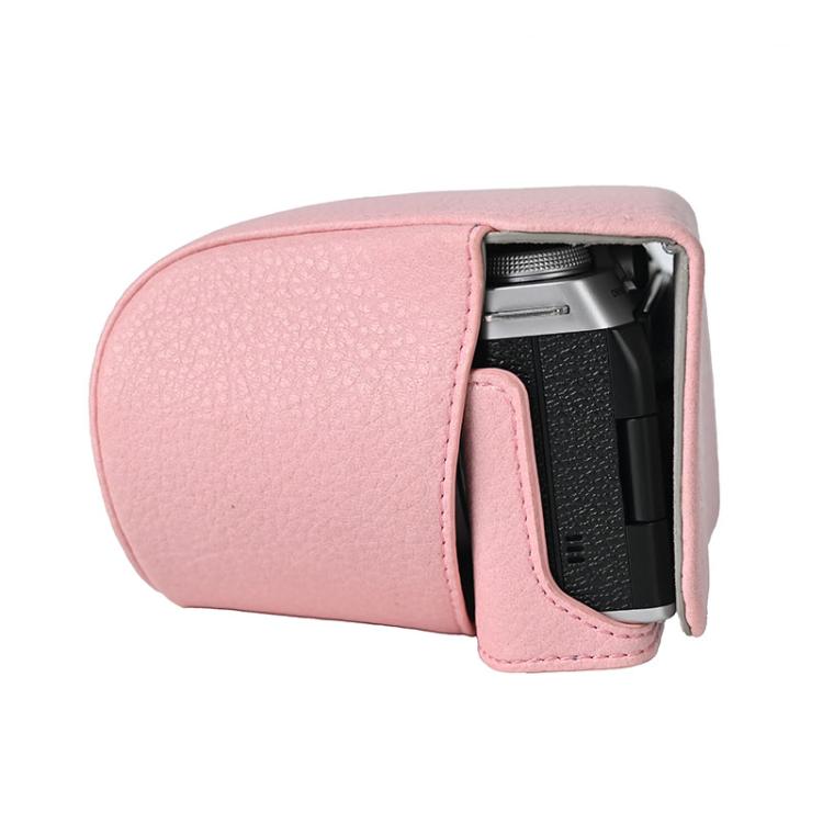 For FUJIFILM X-M5 Retro Litchi Texture Leather Full Body Camera Case Bag with Strap(Pink) by bashfashion