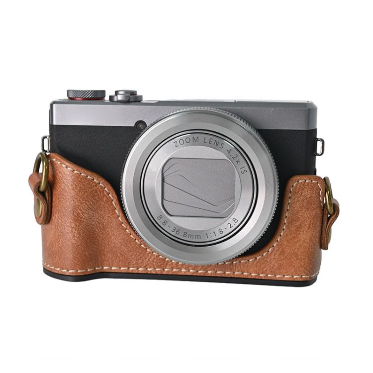 For Canon G7 X Mark III / G7X3 Retro Pull Up Leather Full Body Camera Case Bag with Strap(Brown) by bashfashion