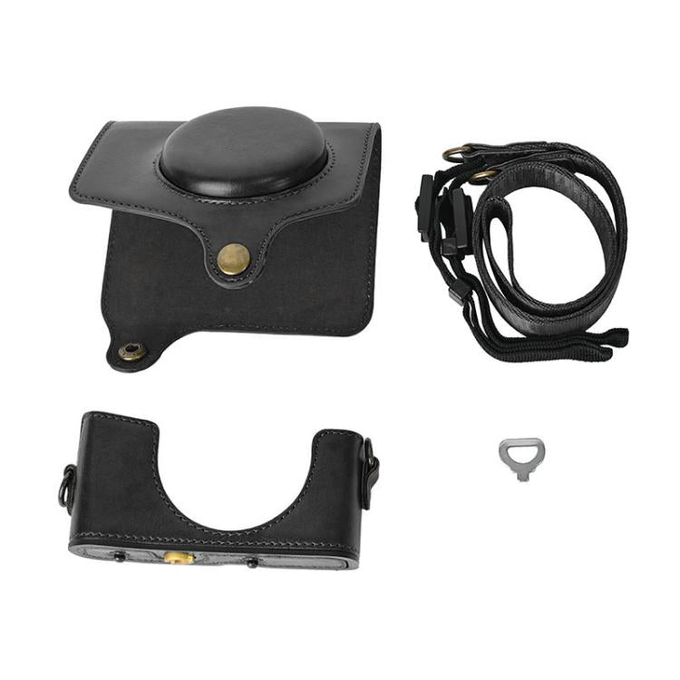 For Canon PowerShot SX740 HS Retro Pull Up Leather Full Body Camera Case Bag with Strap(Black) by bashfashion