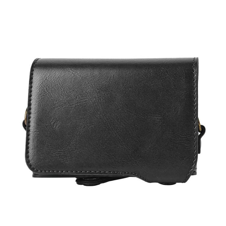 For Canon PowerShot SX740 HS Retro Pull Up Leather Full Body Camera Case Bag with Strap(Black) by bashfashion