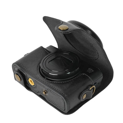 For Canon PowerShot SX740 HS Retro Pull Up Leather Full Body Camera Case Bag with Strap(Black) by bashfashion