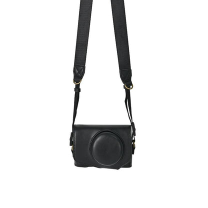 For Canon PowerShot SX740 HS Retro Pull Up Leather Full Body Camera Case Bag with Strap(Black) by bashfashion