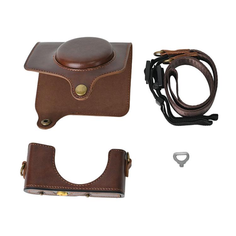 For Canon PowerShot SX740 HS Retro Pull Up Leather Full Body Camera Case Bag with Strap(Coffee) by bashfashion