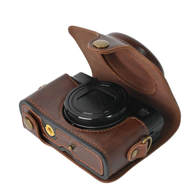 For Canon PowerShot SX740 HS Retro Pull Up Leather Full Body Camera Case Bag with Strap(Coffee) by bashfashion