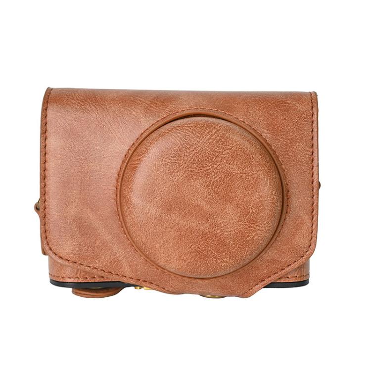 For Canon PowerShot SX740 HS Retro Pull Up Leather Full Body Camera Case Bag with Strap(Brown) by bashfashion