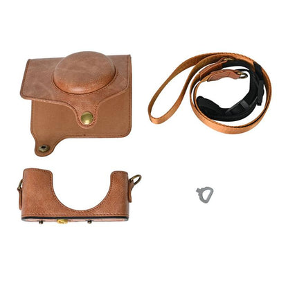 For Canon PowerShot SX740 HS Retro Pull Up Leather Full Body Camera Case Bag with Strap(Brown) by bashfashion