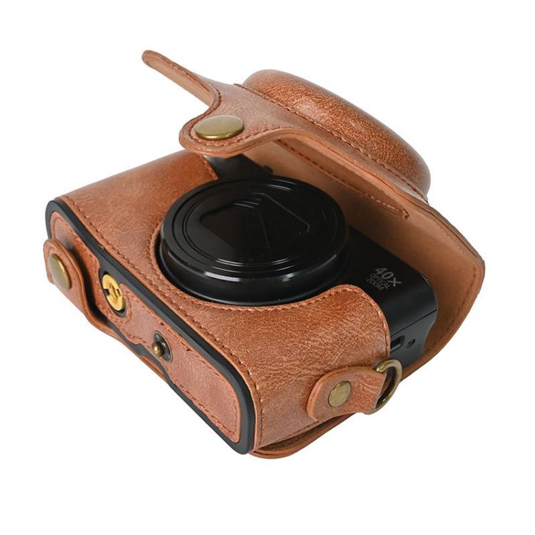 For Canon PowerShot SX740 HS Retro Pull Up Leather Full Body Camera Case Bag with Strap(Brown) by bashfashion