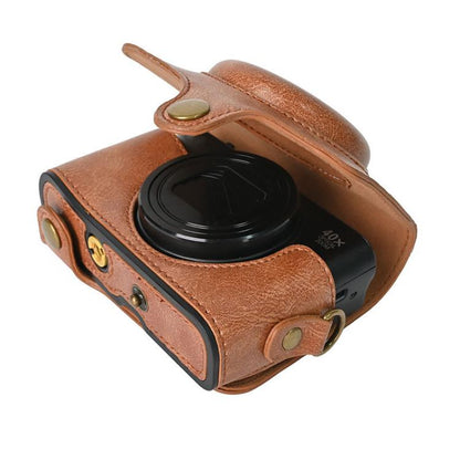 For Canon PowerShot SX740 HS Retro Pull Up Leather Full Body Camera Case Bag with Strap(Brown) by bashfashion