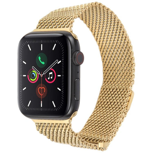 For Apple Watch 46mm / 49mm / 45mm / 44mm Double-section Magnetic Milanese Titanium Watch Band(Gold) by bashfashion