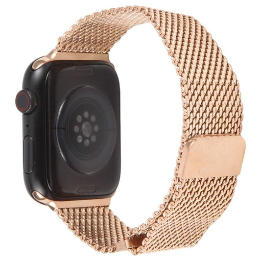 For Apple Watch 46mm / 49mm / 45mm / 44mm Double-section Magnetic Milanese Titanium Watch Band(Rose Gold) by bashfashion