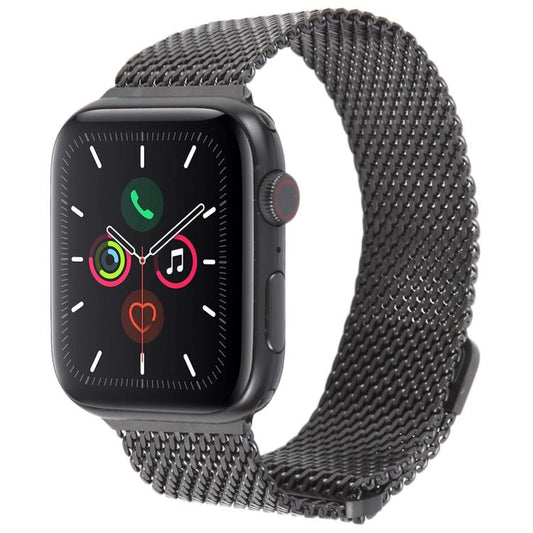 For Apple Watch 42mm / 41mm / 40mm / 38mm Double-section Magnetic Milanese Titanium Watch Band(Black) by bashfashion