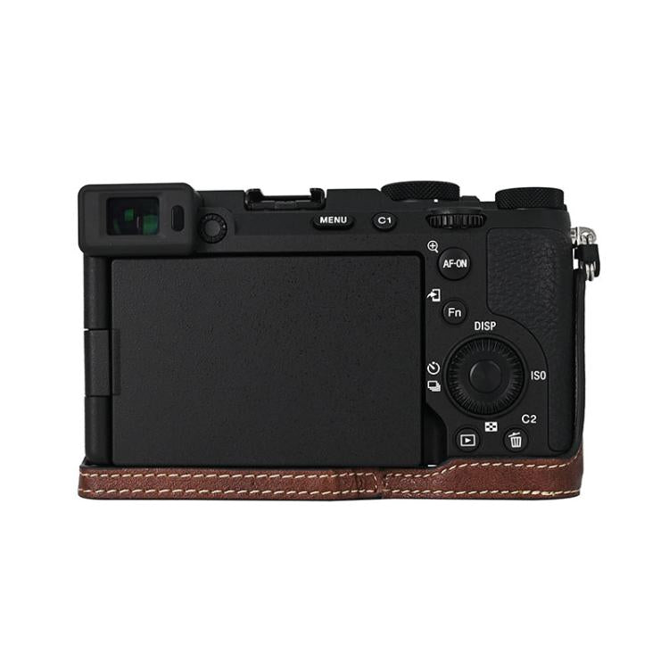 For Sony ILCE-7CM2 / Alpha 7C II Litchi Texture PU Leather Camera Half Case Base(Coffee) by bashfashion