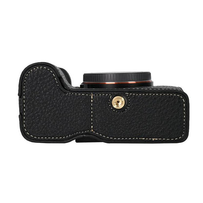 For Sony ILCE-7CM2 / Alpha 7C II Litchi Texture PU Leather Camera Half Case Base(Black) by bashfashion