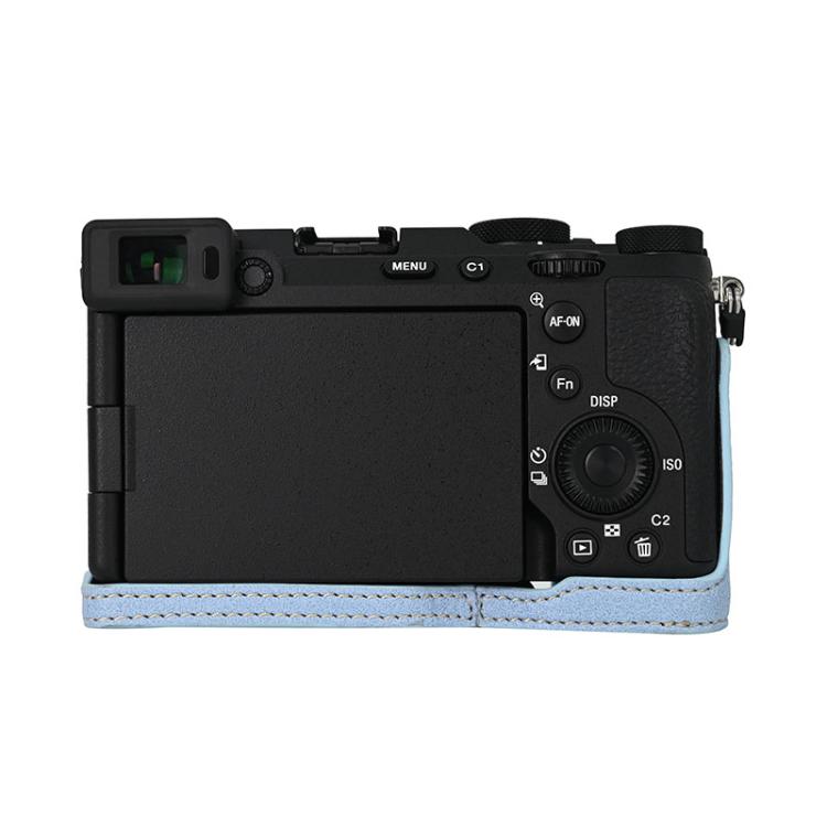 For Sony ILCE-7CM2 / Alpha 7C II Litchi Texture PU Leather Camera Half Case Base(Blue) by bashfashion