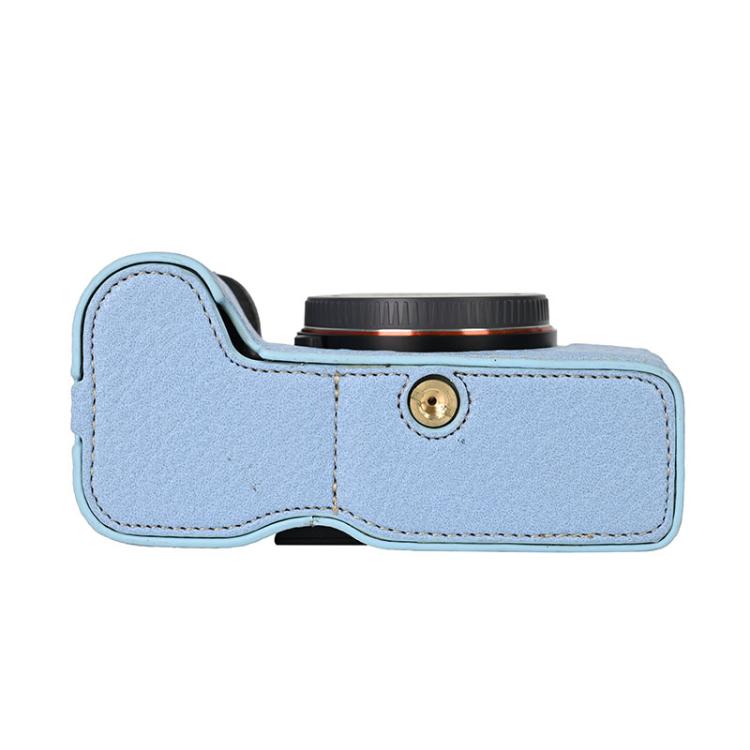 For Sony ILCE-7CM2 / Alpha 7C II Litchi Texture PU Leather Camera Half Case Base(Blue) by bashfashion