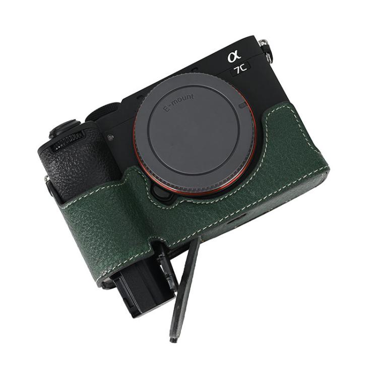 For Sony ILCE-7CM2 / Alpha 7C II Litchi Texture PU Leather Camera Half Case Base(Green) by bashfashion
