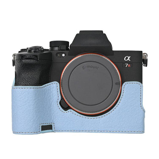 For Sony ILCE7RM5 / A7R5 Litchi Texture PU Leather Camera Half Case Base(Blue) by bashfashion
