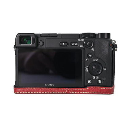 For Sony ILCE-6400 / A6300 / A6200 Litchi Texture PU Leather Camera Half Case Base(Wine Red) by bashfashion
