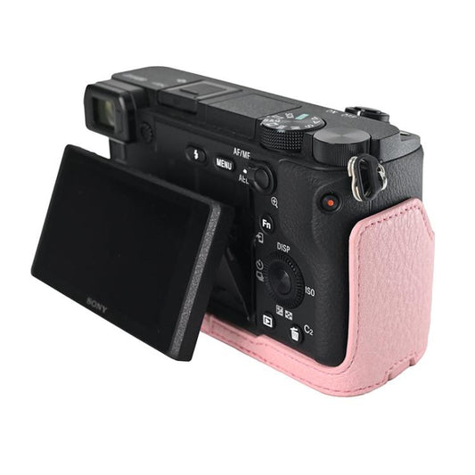 For Sony ILCE-6400 / A6300 / A6200 Litchi Texture PU Leather Camera Half Case Base(Pink) by bashfashion