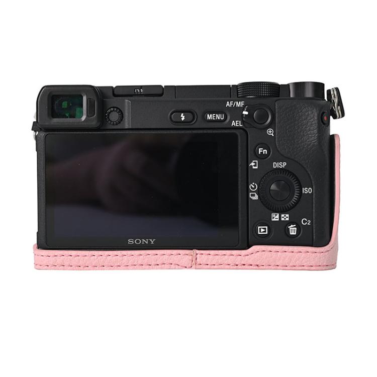 For Sony ILCE-6400 / A6300 / A6200 Litchi Texture PU Leather Camera Half Case Base(Pink) by bashfashion