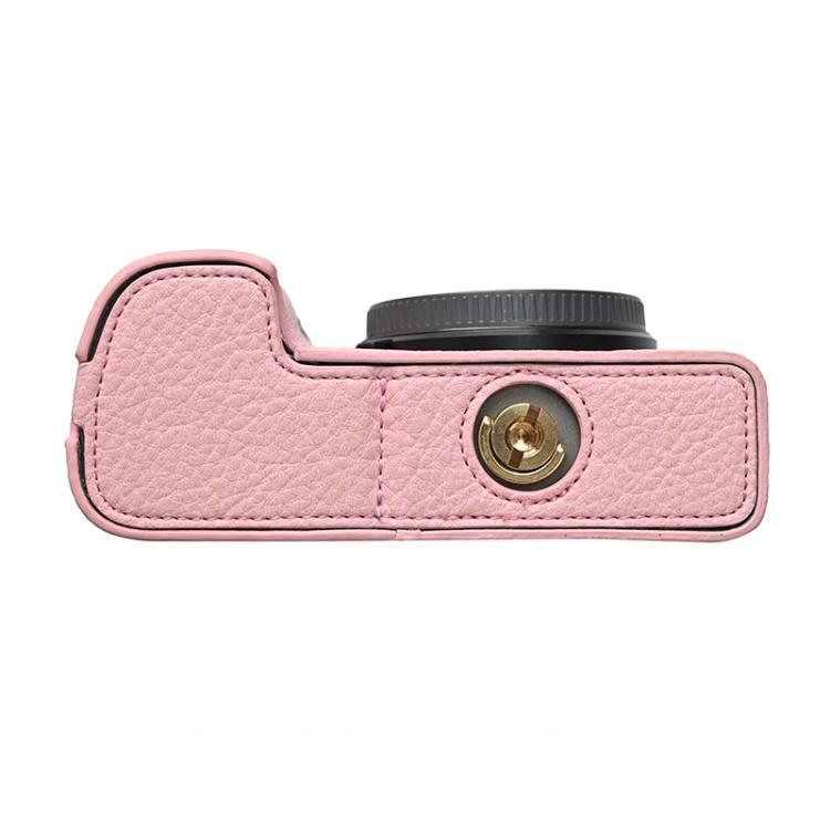 For Sony ILCE-6400 / A6300 / A6200 Litchi Texture PU Leather Camera Half Case Base(Pink) by bashfashion