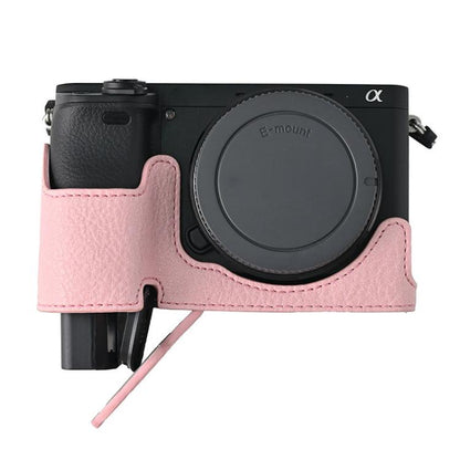 For Sony ILCE-6400 / A6300 / A6200 Litchi Texture PU Leather Camera Half Case Base(Pink) by bashfashion
