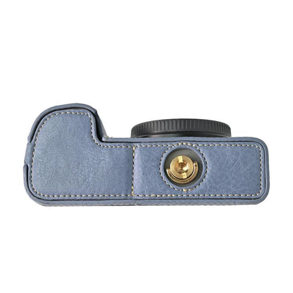 For Sony ILCE-6400 / A6300 / A6200 Litchi Texture PU Leather Camera Half Case Base(Blue) by bashfashion