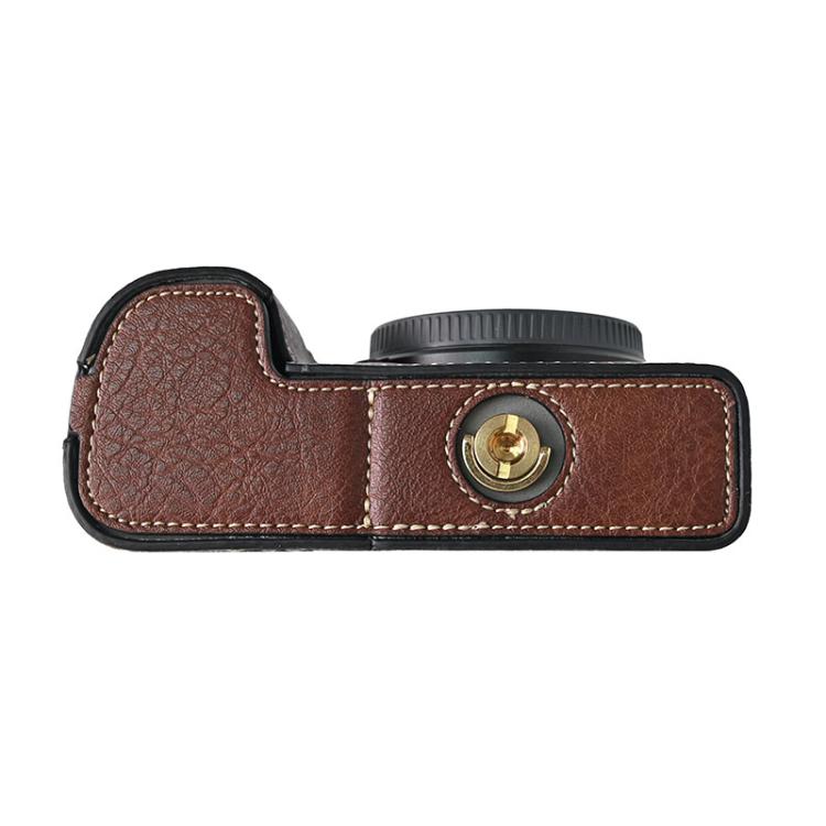 For Sony ILCE-6400 / A6300 / A6200 Litchi Texture PU Leather Camera Half Case Base(Coffee) by bashfashion