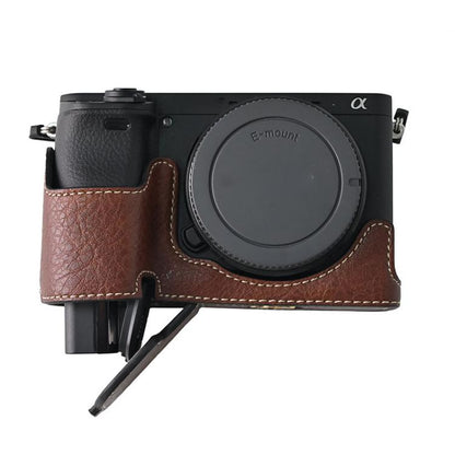 For Sony ILCE-6400 / A6300 / A6200 Litchi Texture PU Leather Camera Half Case Base(Coffee) by bashfashion