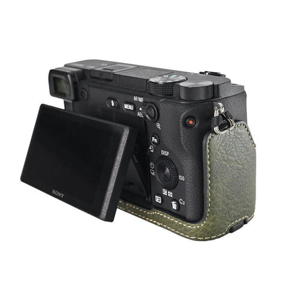 For Sony ILCE-6400 / A6300 / A6200 Litchi Texture PU Leather Camera Half Case Base(Green) by bashfashion